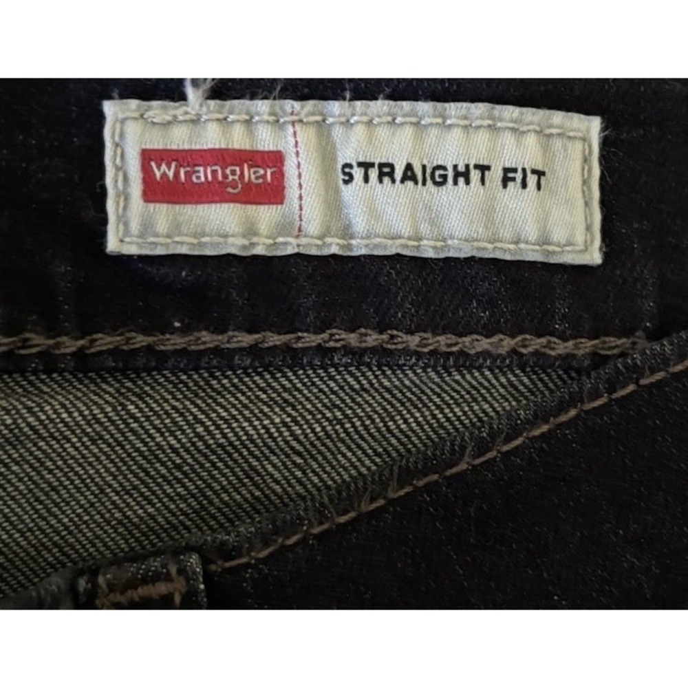 Mens WRANGLER Jeans Premium Straight Fit Dark Denim Blue Jeans Size 30x32 - Picture 4 of 5